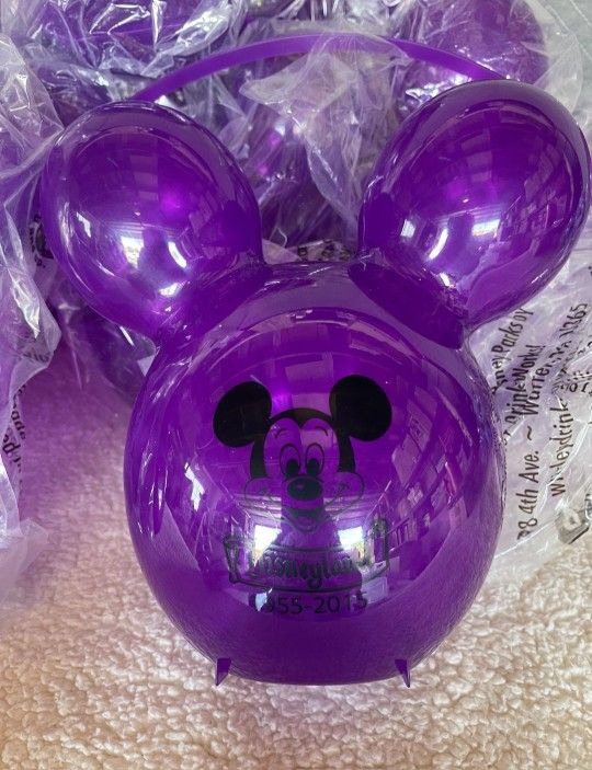 New In Plastic DISNEY 60th ANNIVERSARY Popcorn 🍿 Buckets