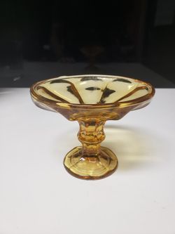 Vintage Fairfield Amber Pedestal Dish