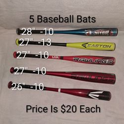 Baseball Bats Of Various Sizes (Price Is $20 Each)