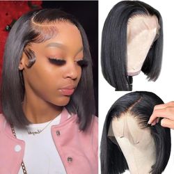 NEW/SEALED Bob Wig Human Hair 13x6 Straight HD Lace Front Wigs Human Hair 180% Density Glueless Wigs Human Hair Pre Plucked Short Bob Wigs for W