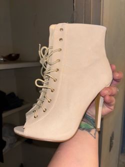 Ankle booties cream colored