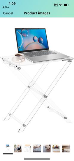 KSacry Acrylic Folding Table TV Tray -23" High TV Dinner Table, Folding Coffee Table for Living Room, Bed Room, TV Dinner Table with Easy Assembly