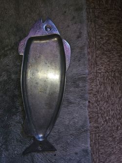 Vintage pewter stainless steel fish platter
