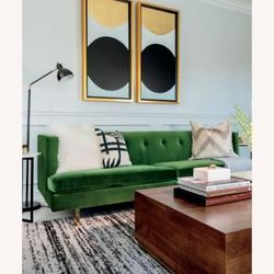 CB2 Emerald Green Velvet Sofa – Mint Condition (NYC)