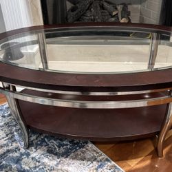 Nice Glass And Wood Coffee Table 