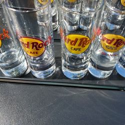 HRC Honolulu,  Cancun, Atlanta, Myrtle  Beach and Orlando Set Of 5 Shot Glasses 