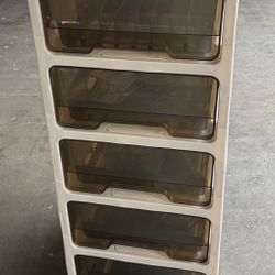 White transparent 5-layer plastic cosmetic storage cabinet H32.5 in W13.5 in L15in
