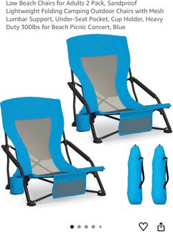 Low Beach Chairs for Adults 2 Pack