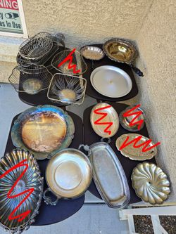 Vintage silver trays baskets footed bowls