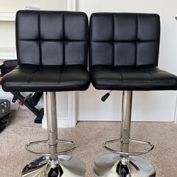 Adjustable Black Bar Stools – Set of 2 – Excellent Condition