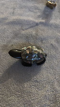 Precious Abalone shell & Black obsidian Turtle