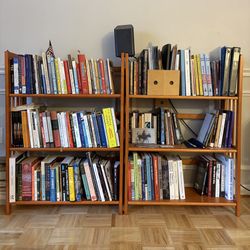 Two Solid Wood Folding Stackable Bookcases