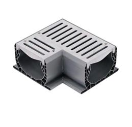 Spee-D Channel Drain 90 Degree Elbow and Grate, Gray Plastic