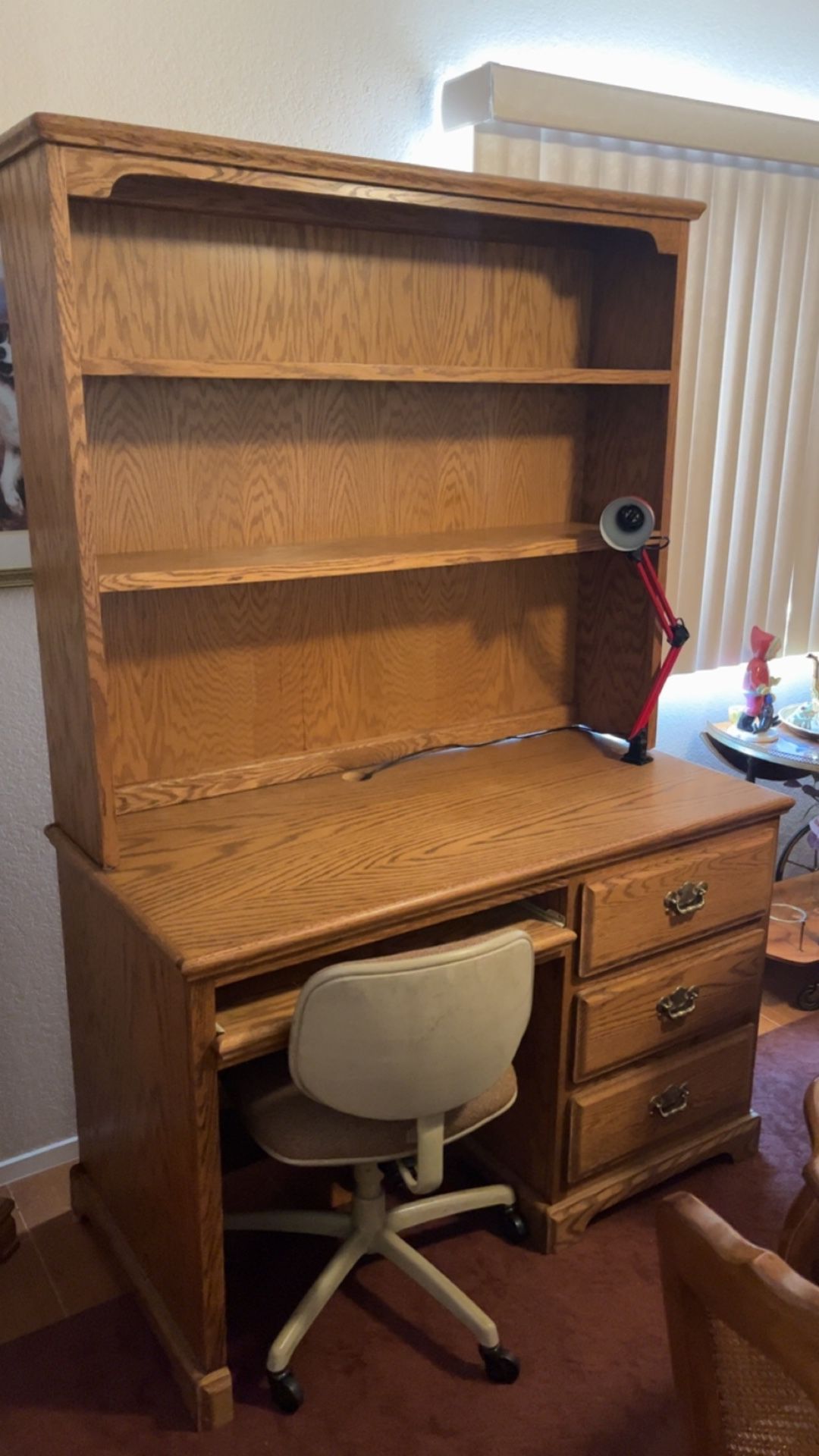 Large Wood Desk And Shelf 