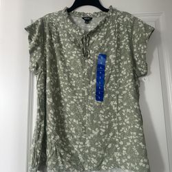 Buffalo by David Bitton sage green Floral Blouse