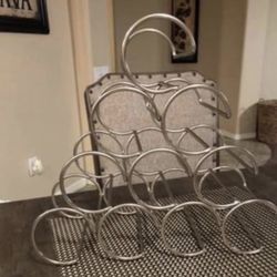 Crate & Barrel Brushed silver Wine rack