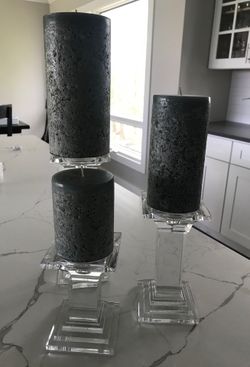 3 crystal candle holders with candles - free