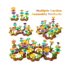 Flower Garden Building Toys for Girls: 127PCS Kids Gardening Kit Set Gifts for 3 4 5 6 7 Year Old Toddler