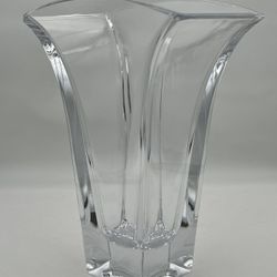 Nambé Full Lead Crystal Glass "Planar" Vase Clear 9"Tall Heavy By Karim Rashid