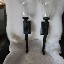 2 Heavy Metal/Glass Wall Sconces