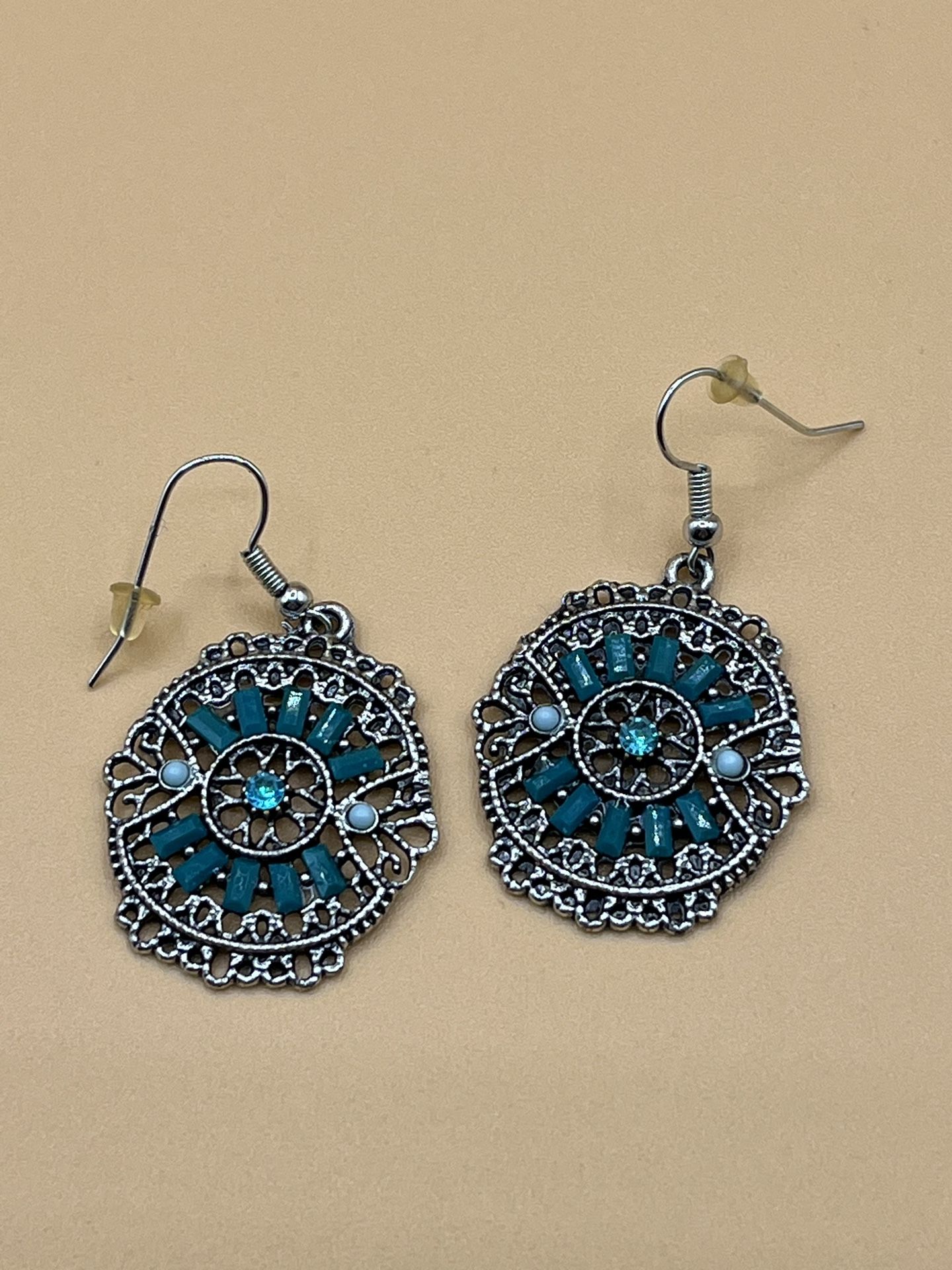 Dangle Drop Earrings, Turquoise Inlay