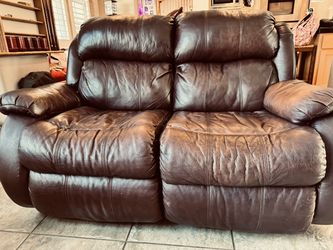 Burgundy Leather Reclining Loveseat