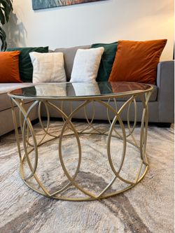 Gold Round Glass Coffee Table