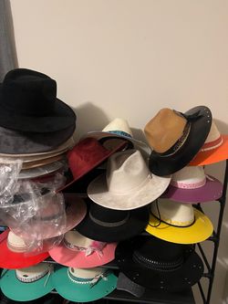 Large Collection of Wide-Brimmed Fedora and Sun Hats