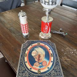 Coca-Cola Clock, Light, Straw Holder