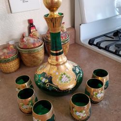Lenwile Glass Ardalt Music Decanter 6 Glasses