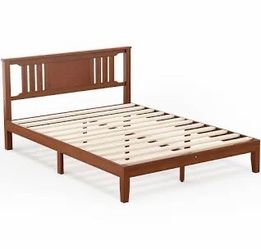 Wood Platform Bed Frame with Headboard