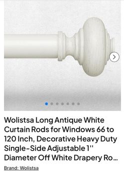 New Antique White Curtain Rod 66-120"