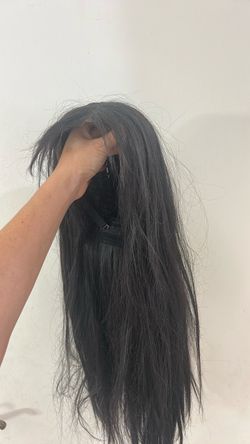 Hair extensions black long straight wig