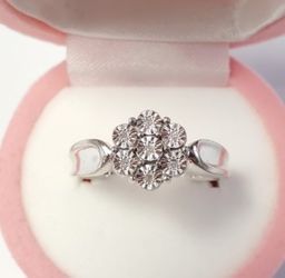 Silver Diamond Ring Size 8
