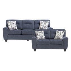 Brand New Blue Or Light Gray Chenille Sofa + Loveseat With Pocket Coils Seating 2PCs Set
