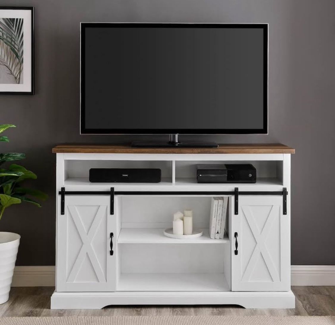New White Farmhouse Highboy Buffet Storage Server or TV Stand