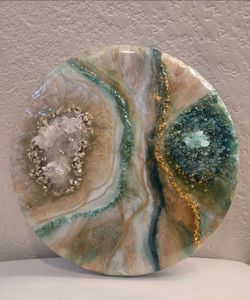 Round Resin Geode Art Piece