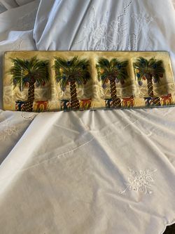 Festive 4 Section Divided Condiment Christmas Palm Tree Serving Dish