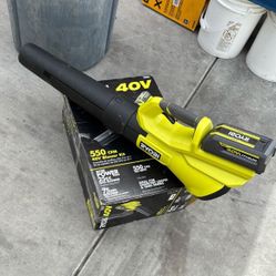 Ryobi 40 V cordless blower with battery and charger