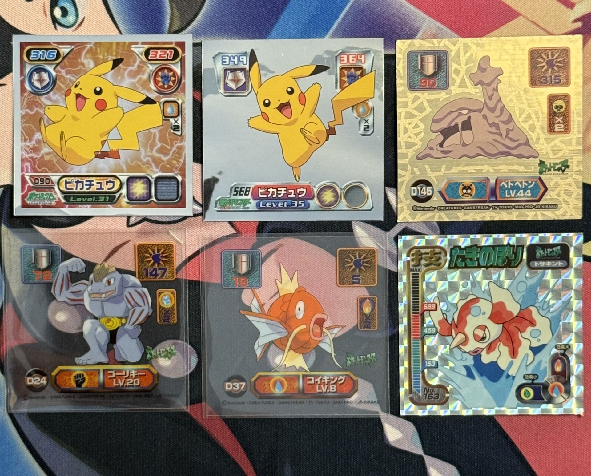 Pokemon Amada Metallic Holo Super DX Gold Clear Mini Stickers Japanese (6pcs)