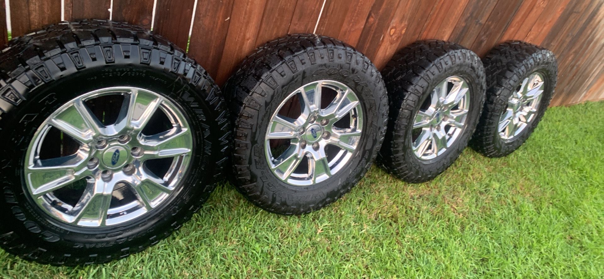 4 tires and rims for Ford F150 Goodyear Wrangler LT 275/65R18 all-terrain 6 lugs