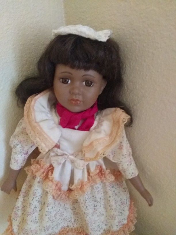 Antique ,Vintage Porcelain Black Doll 15" Tall