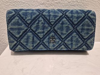 Quilted Denim Chain Strap Wallet