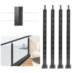 4-Pack 36" Cable Railing Posts – Black E79