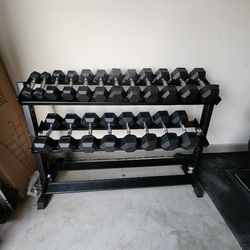 5-50lbs Rubber Hex Dumbells | Heavy-Duty Dumbell Rack Included | Gym Equipment | Fitness | Squat Rack | FREE DELIVERY 🚚 