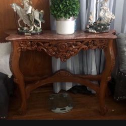 Marble Carved Wood Tables