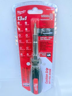 Milwaukee 13-in-1 Multi-Tip Cushion Grip Screwdriver With Schrader Bit