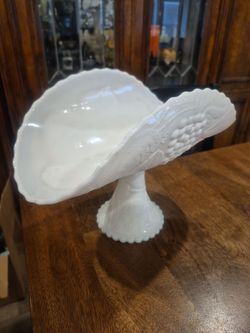 Milk glass banana stand