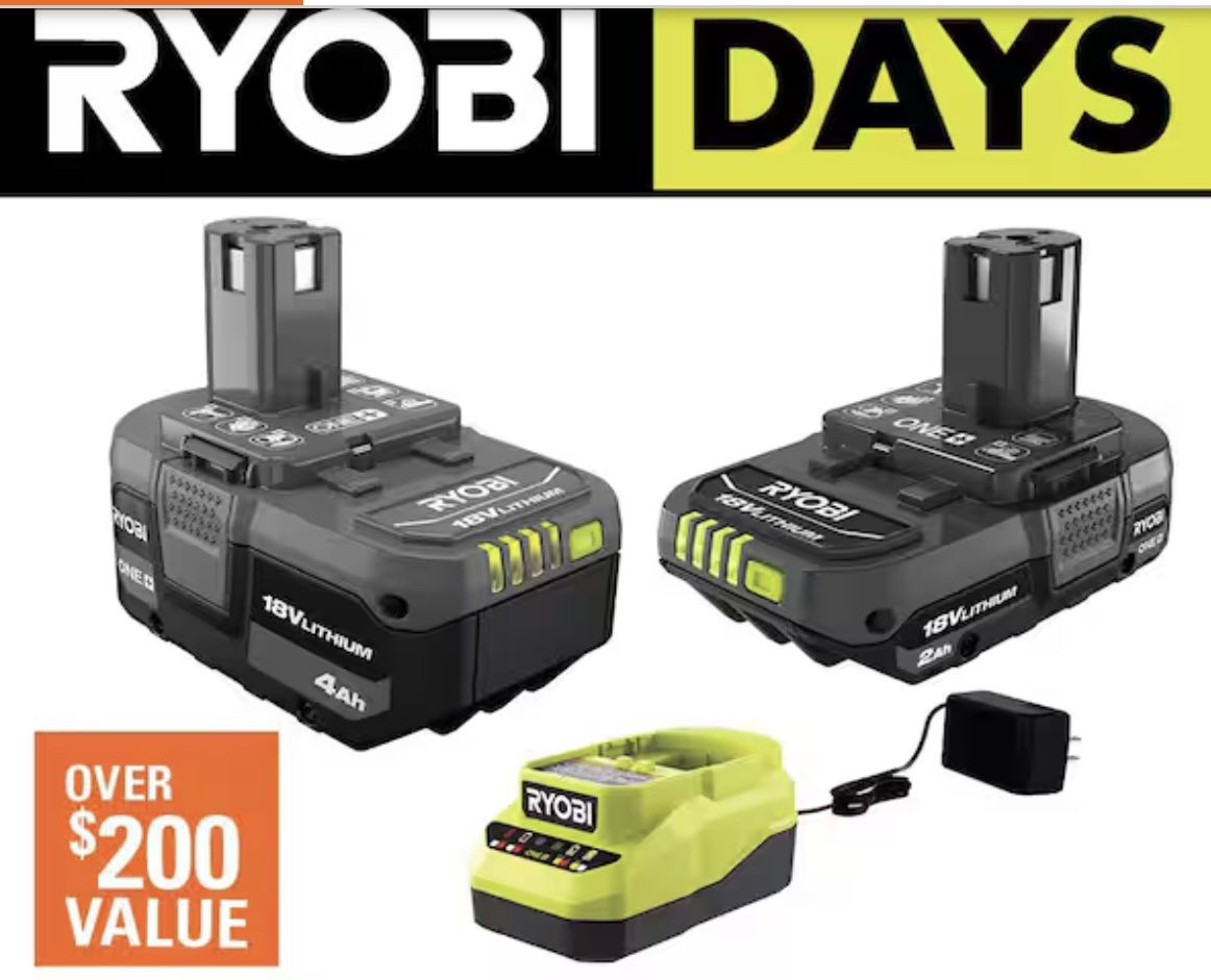 ONE+ 18V Lithium-lon Starter Kit with 2.0 Ah Battery, 4.0 Ah Battery, and Charger