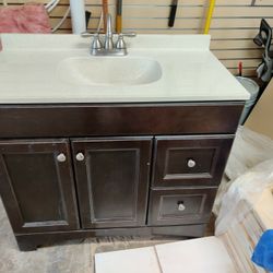 Bathroom Vanity With Sink And Matching Cabinet